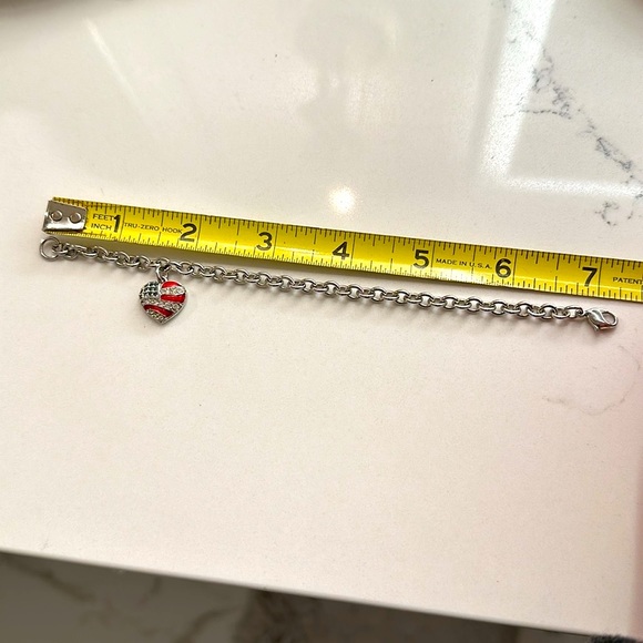 Swarovski Crystal American Flag Heart Silver tone patriotic Bracelet - Picture 6 of 8